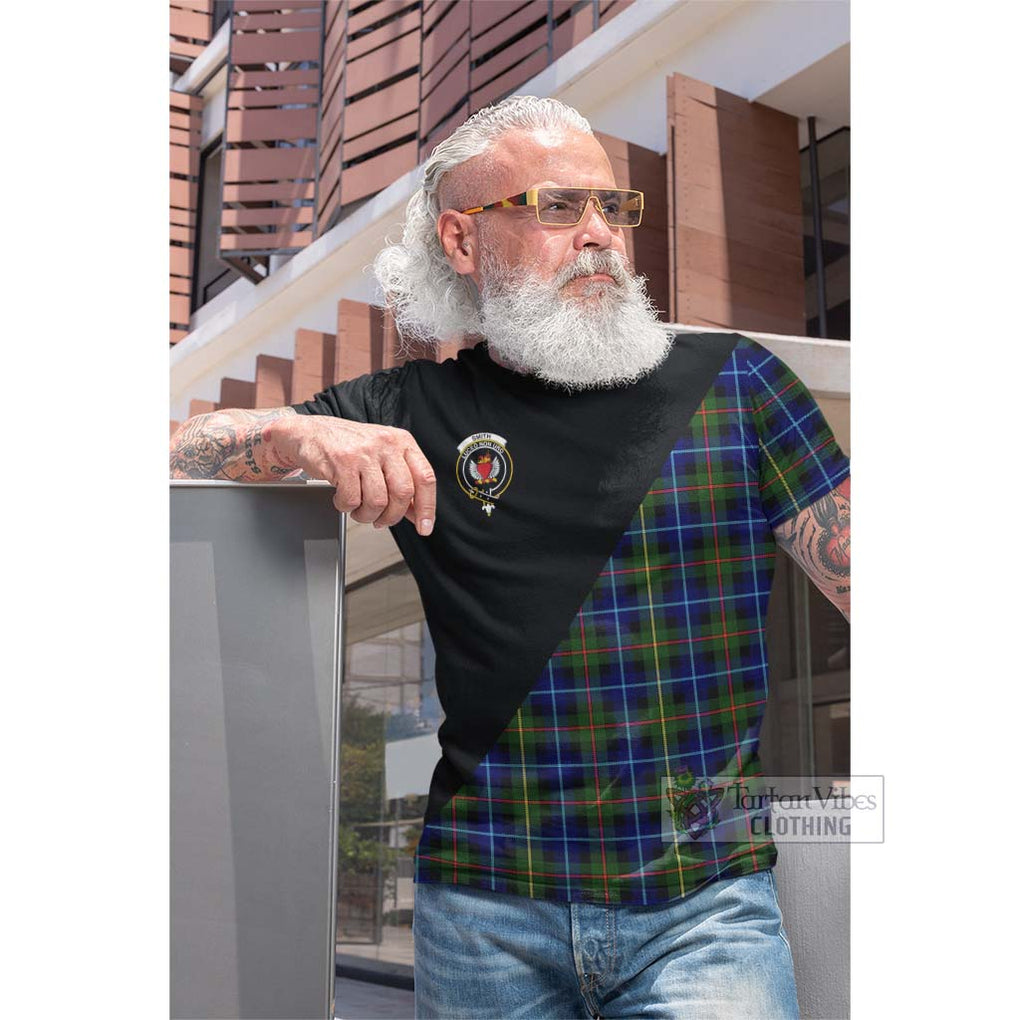 Smith Tartan Cotton T-shirt with Family Crest and Military Logo Style Men's Shirt - Tartan Vibes Clothing