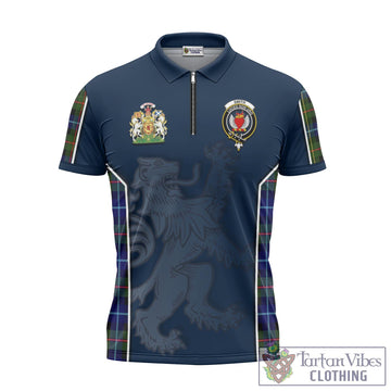 Smith Tartan Zipper Polo Shirt with Family Crest and Lion Rampant Vibes Sport Style - Tartan Vibes Clothing