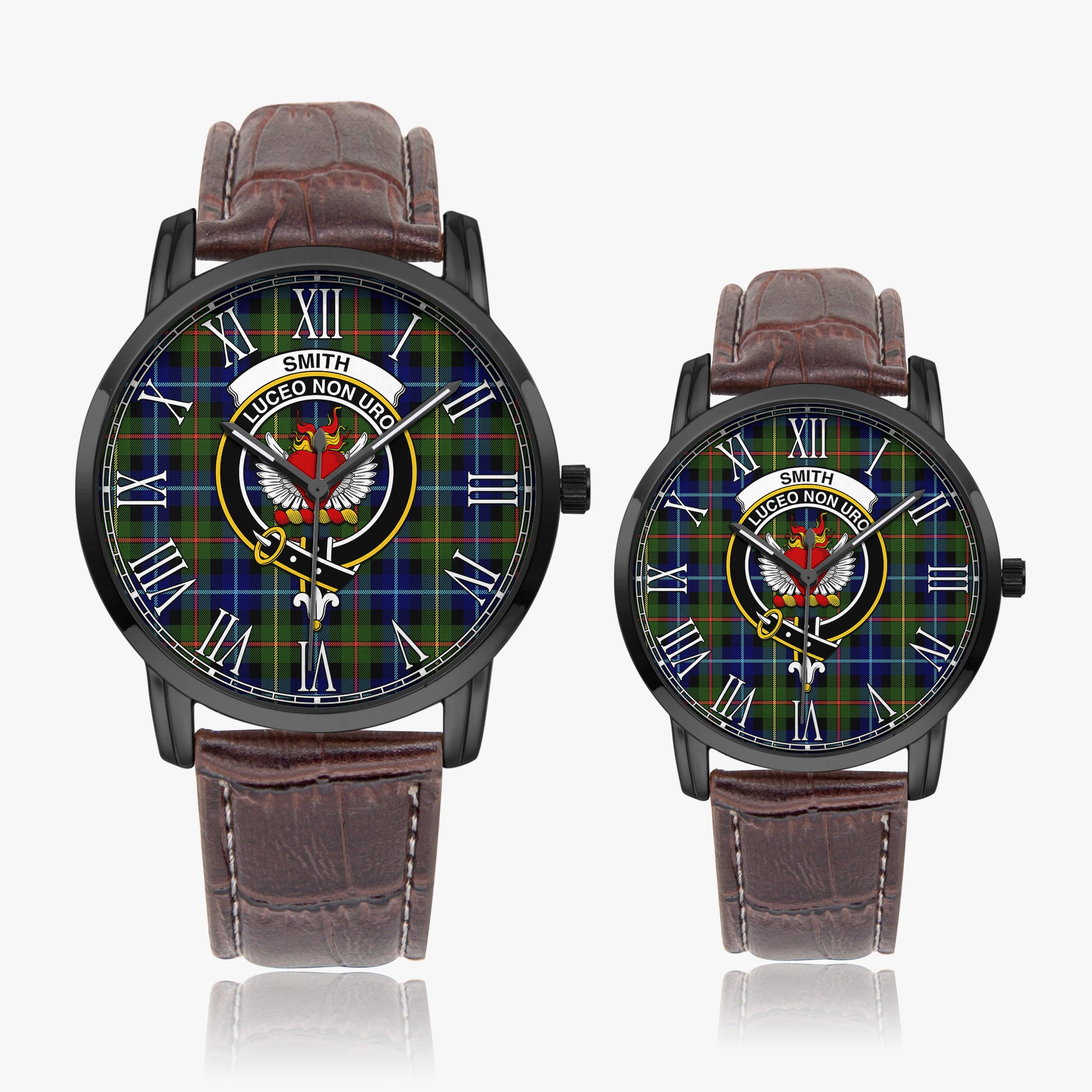 Smith Modern Tartan Family Crest Leather Strap Quartz Watch - Tartanvibesclothing