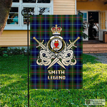 Smith Tartan Flag with Clan Crest and the Golden Sword of Courageous Legacy