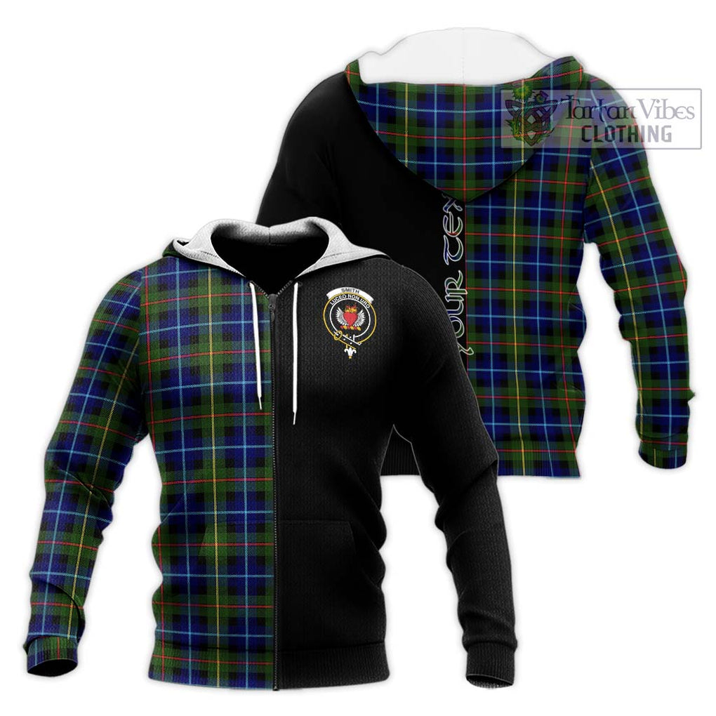 Smith Tartan Knitted Hoodie with Family Crest and Half Of Me Style Unisex Knitted Zip Hoodie - Tartanvibesclothing Shop