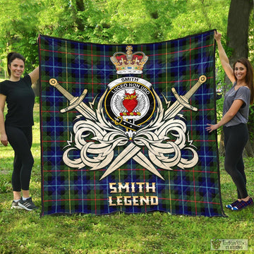 Smith Tartan Quilt with Clan Crest and the Golden Sword of Courageous Legacy