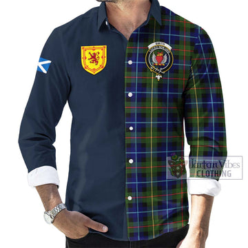 Smith Tartan Long Sleeve Button Shirt Alba with Scottish Lion Royal Arm Half Style