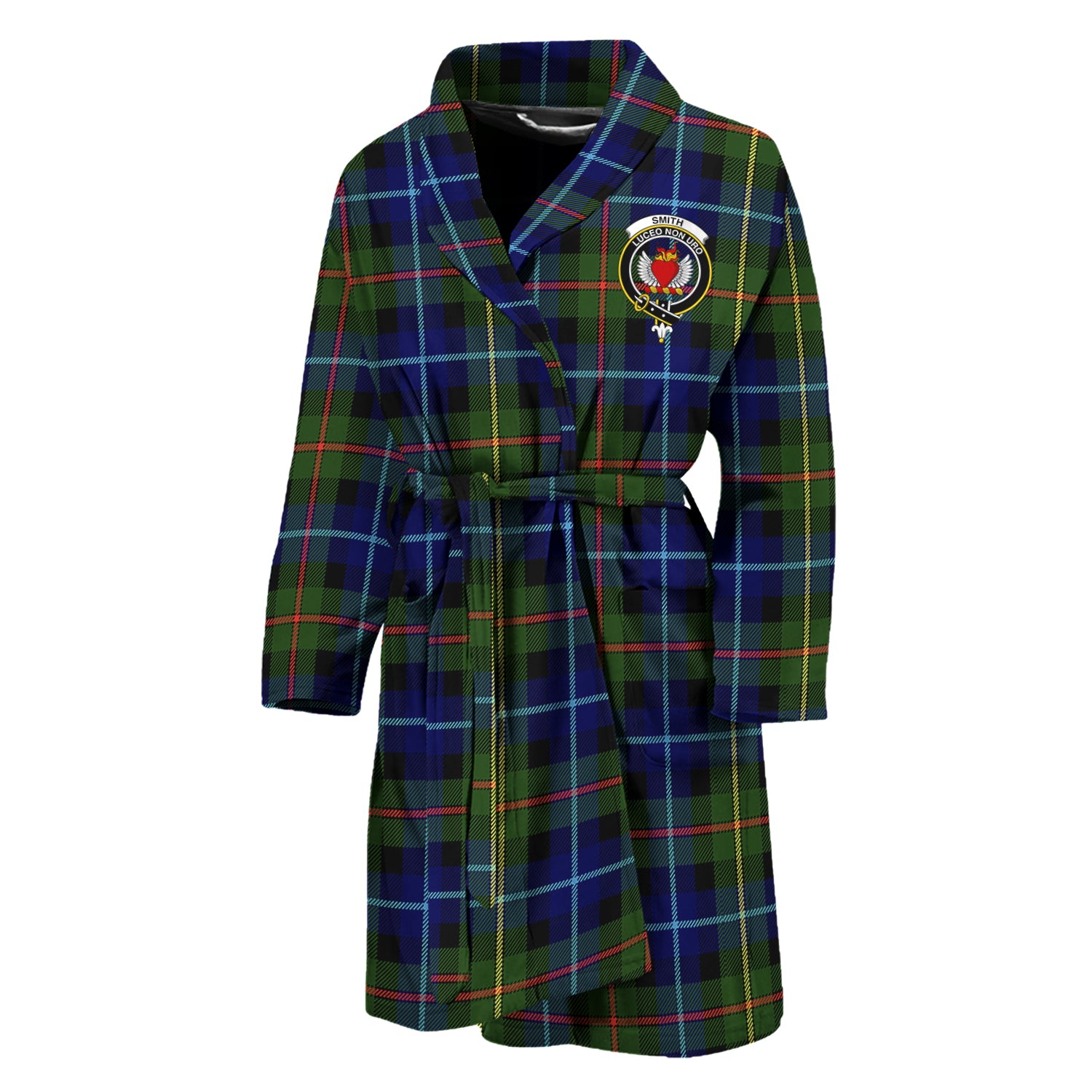 Smith Tartan Bathrobe with Family Crest Unisex M - Tartan Vibes Clothing