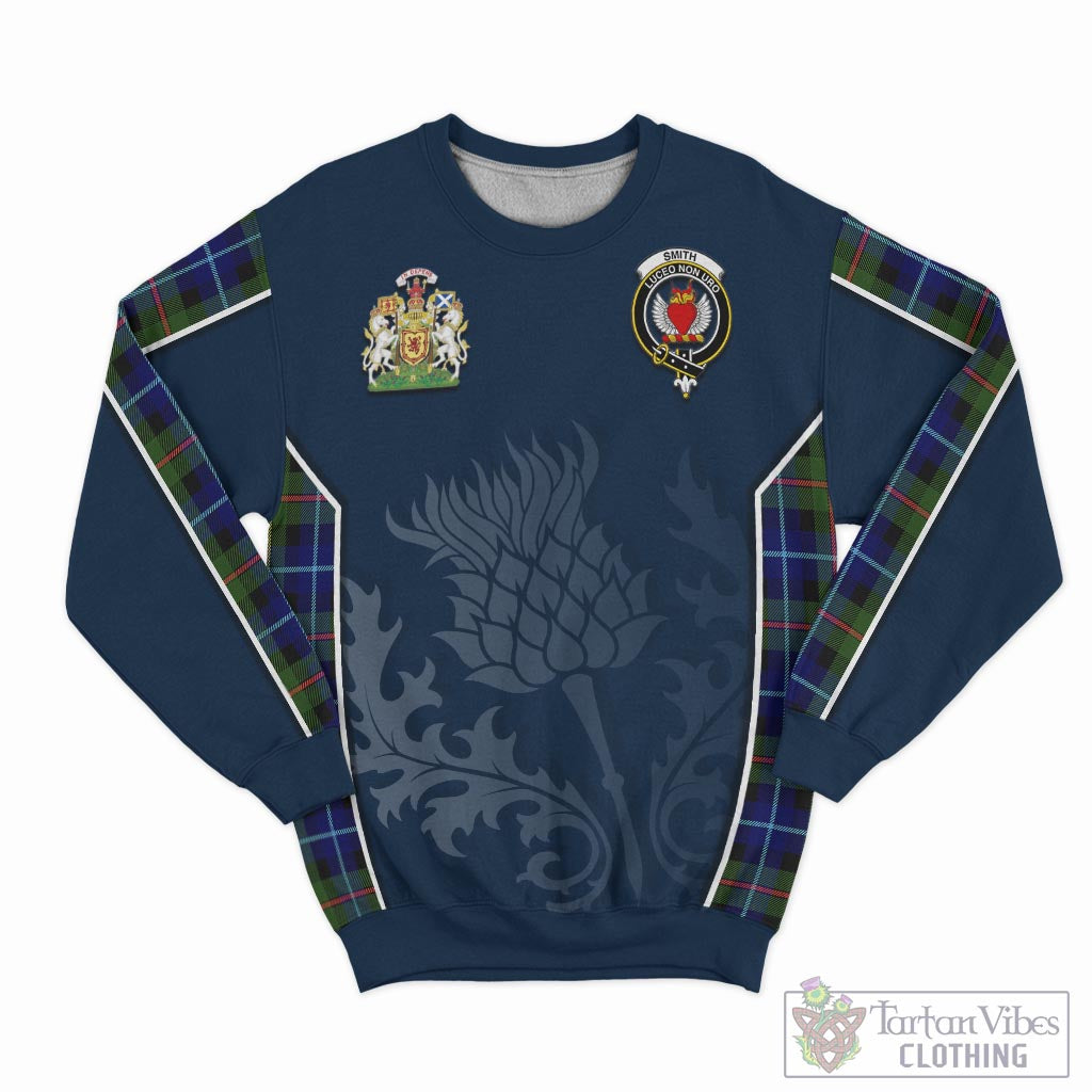 Tartan Vibes Clothing Smith Modern Tartan Sweatshirt with Family Crest and Scottish Thistle Vibes Sport Style