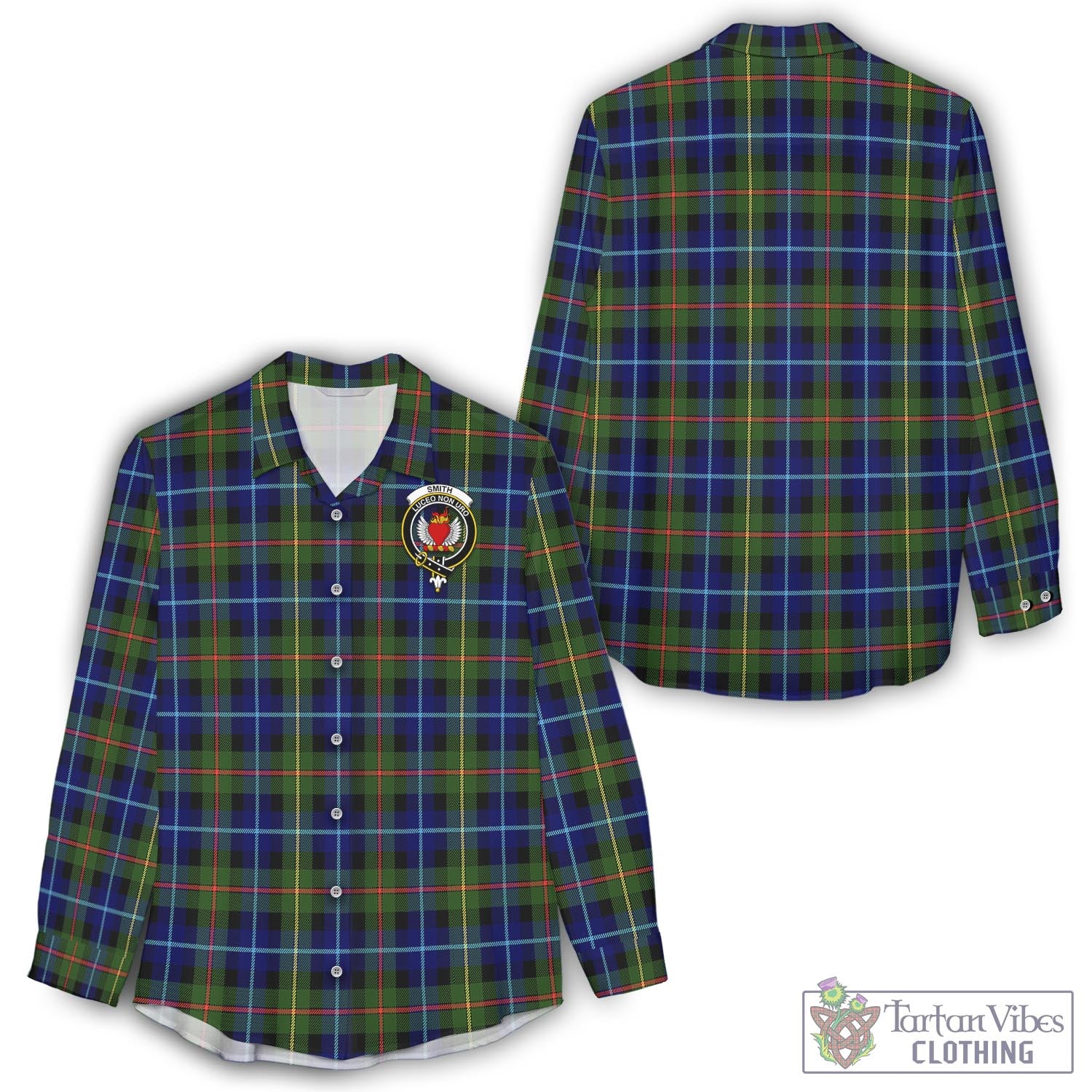 Tartan Vibes Clothing Smith Modern Tartan Womens Casual Shirt with Family Crest