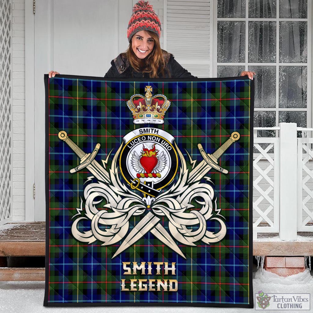 Tartan Vibes Clothing Smith Modern Tartan Quilt with Clan Crest and the Golden Sword of Courageous Legacy