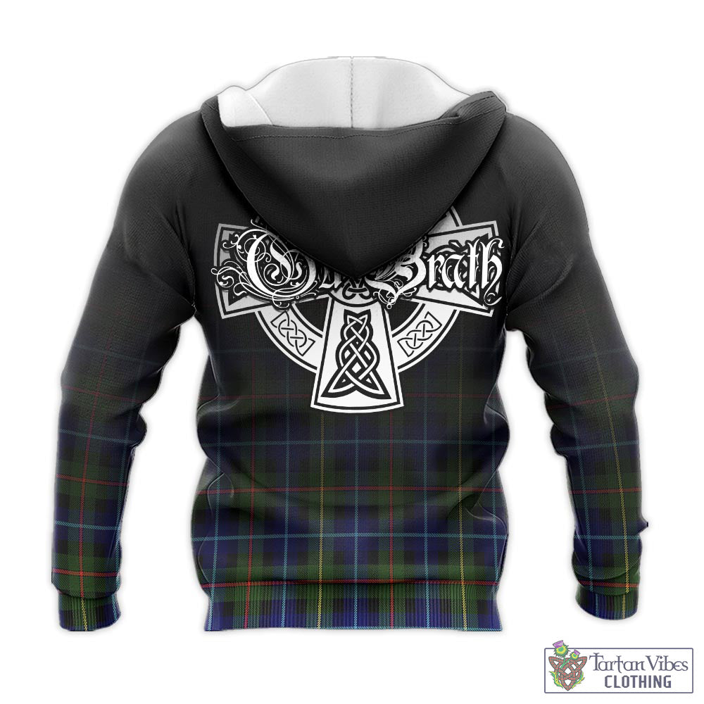 Tartan Vibes Clothing Smith Modern Tartan Knitted Hoodie Featuring Alba Gu Brath Family Crest Celtic Inspired