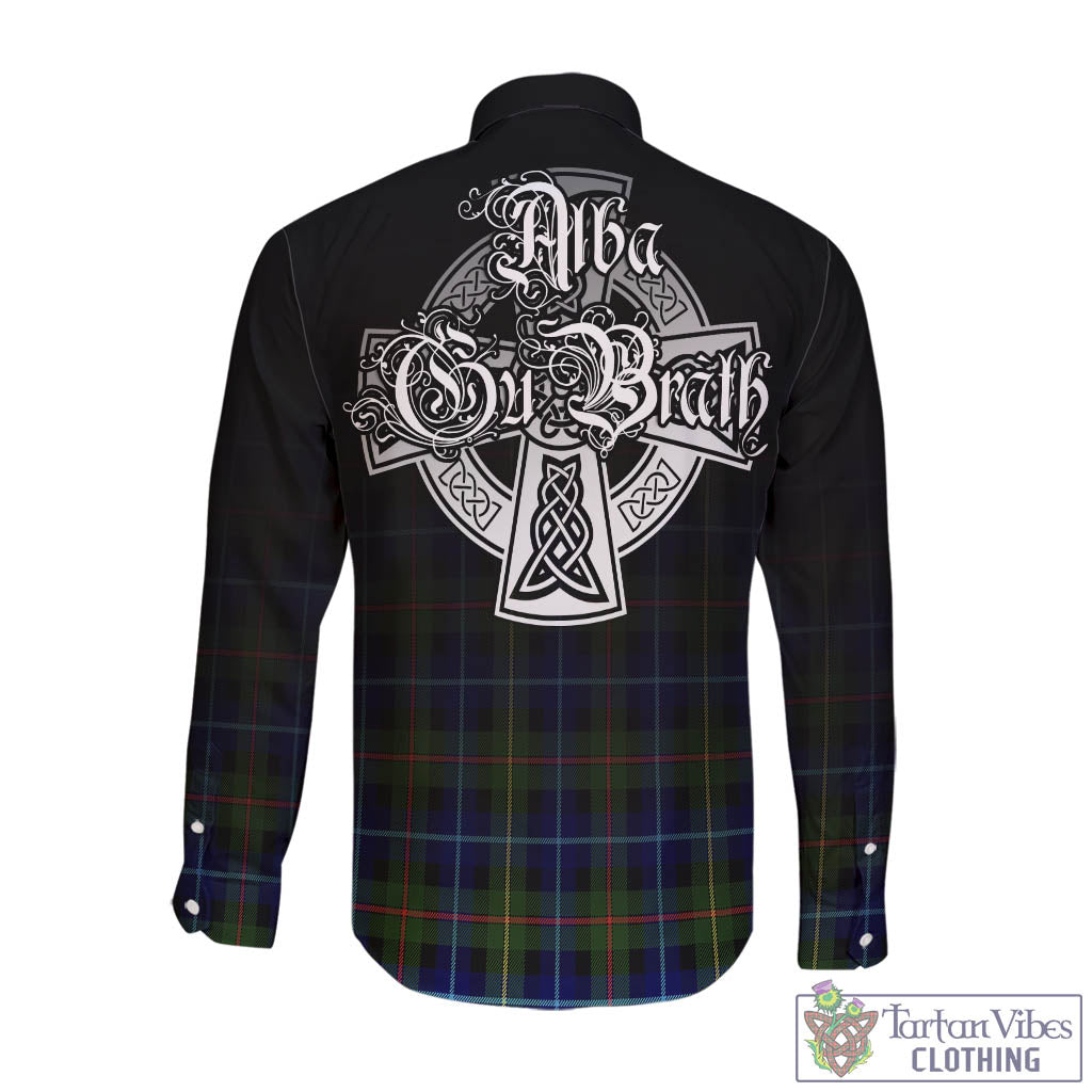 Tartan Vibes Clothing Smith Modern Tartan Long Sleeve Button Up Featuring Alba Gu Brath Family Crest Celtic Inspired