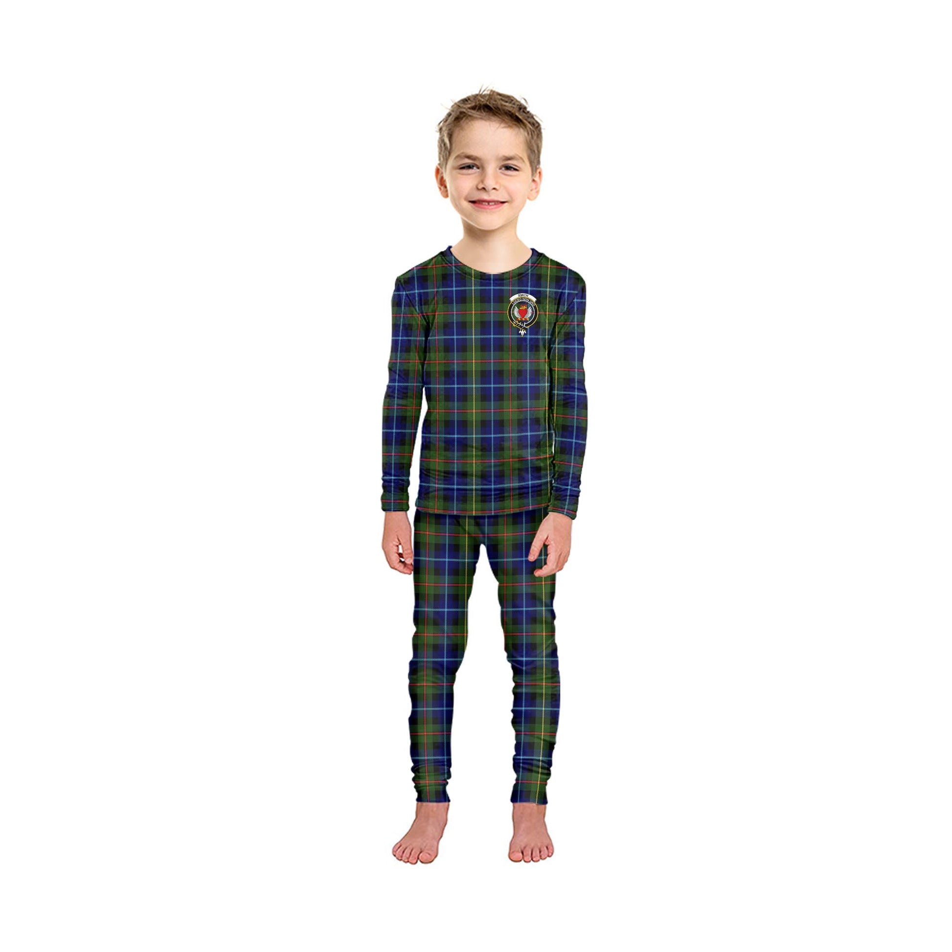 Smith Modern Tartan Pajamas Family Set with Family Crest - Tartanvibesclothing