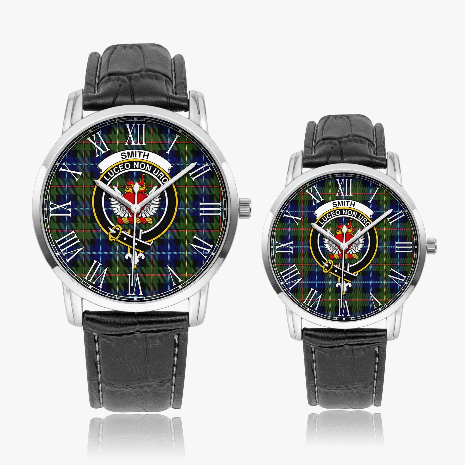 Smith Modern Tartan Family Crest Leather Strap Quartz Watch - Tartanvibesclothing