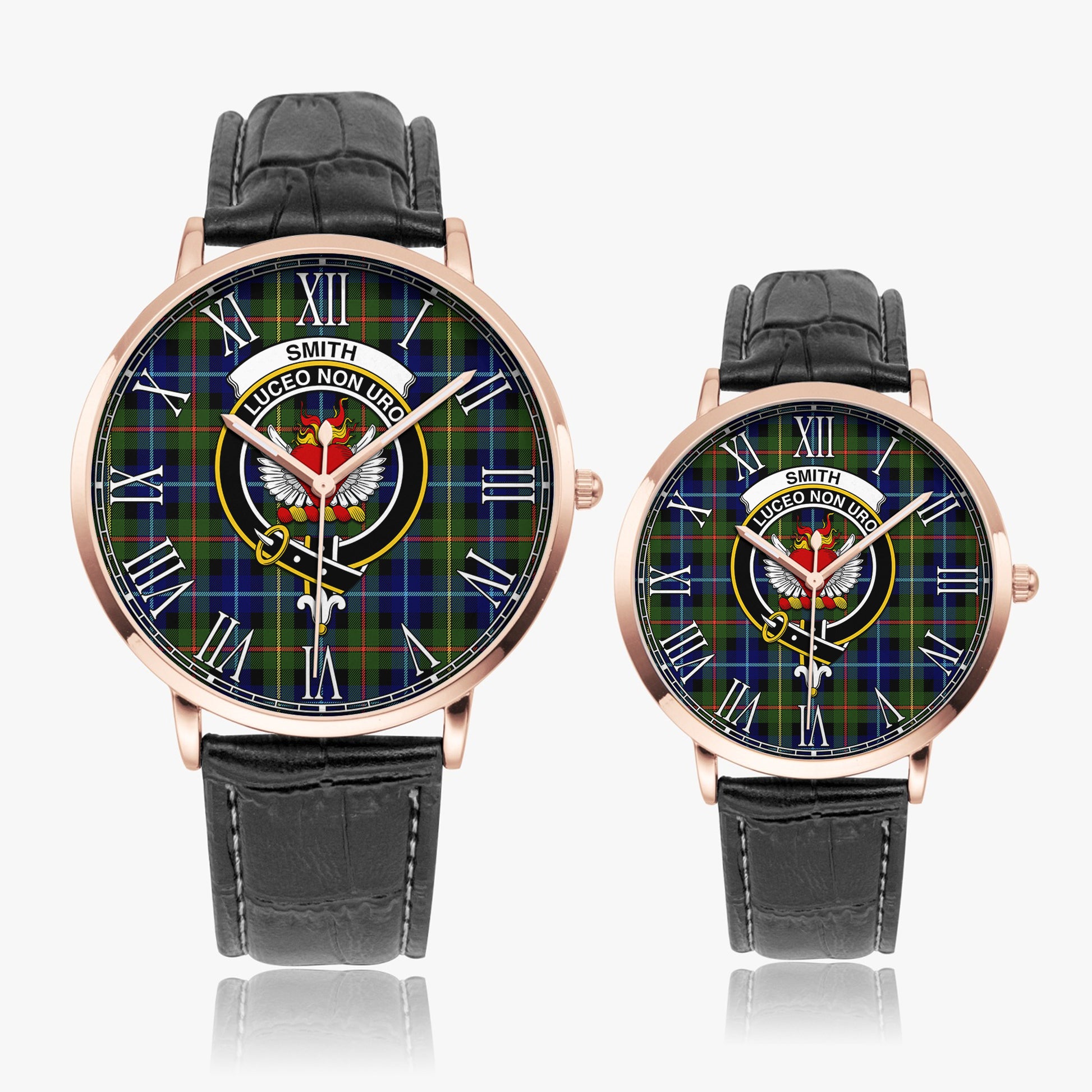 Smith Modern Tartan Family Crest Leather Strap Quartz Watch - Tartanvibesclothing