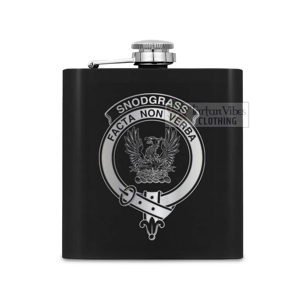 Tartan Vibes Clothing Snodgrass Crest Hip Flask Set 7oz Black Stainless Steel with A Gift Box