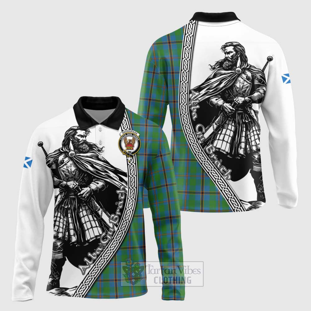 Tartan Vibes Clothing Snodgrass Tartan Clan Crest Long Sleeve Polo Shirt with Highlander Warrior Celtic Style