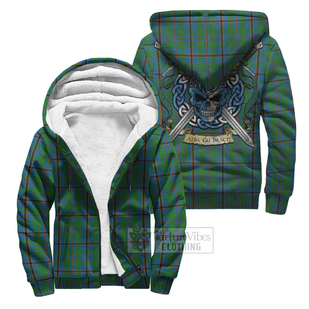 Tartan Vibes Clothing Snodgrass Tartan Sherpa Hoodie with Family Crest Celtic Skull Style