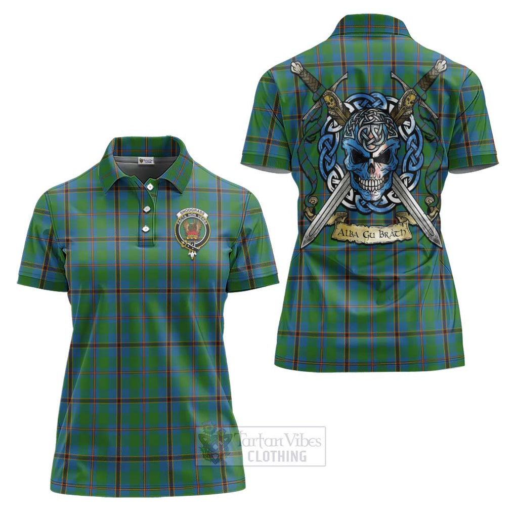 Tartan Vibes Clothing Snodgrass Tartan Women's Polo Shirt with Family Crest Celtic Skull Style