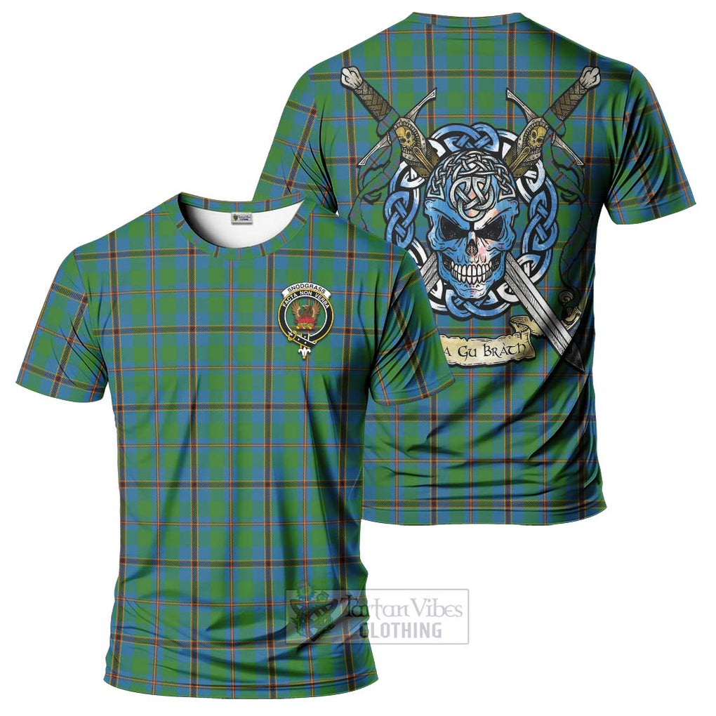 Tartan Vibes Clothing Snodgrass Tartan T-Shirt with Family Crest Celtic Skull Style