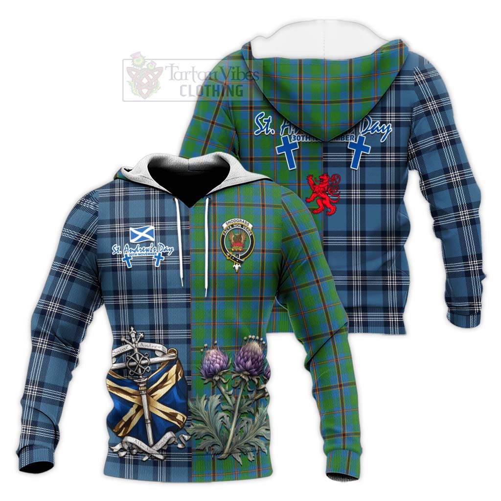 Tartan Vibes Clothing Snodgrass Tartan Knitted Hoodie Happy St. Andrew's Day Half Tartan Style