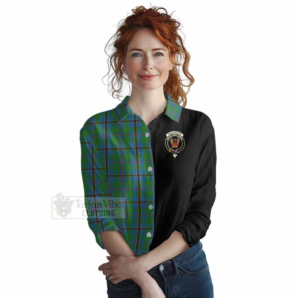 Tartan Vibes Clothing Snodgrass Tartan Women's Casual Shirt with Family Crest and Half Of Me Style