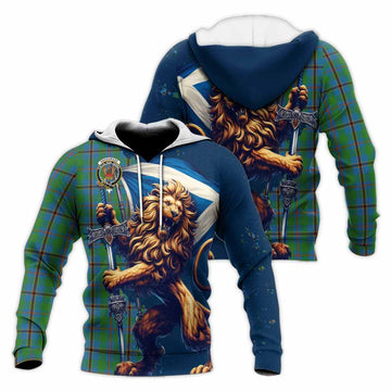 Snodgrass Tartan Family Crest Knitted Hoodie with Scottish Majestic Lion