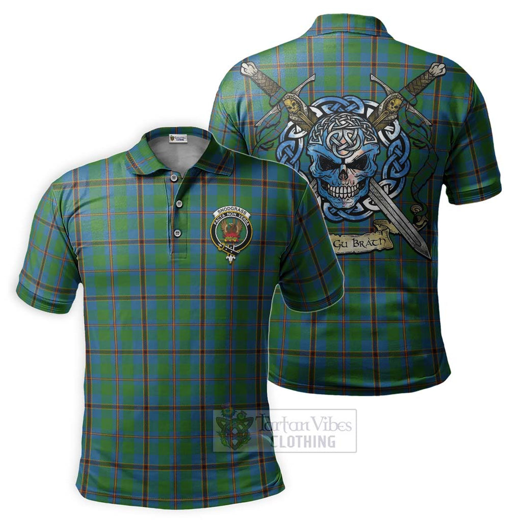 Tartan Vibes Clothing Snodgrass Tartan Polo Shirt with Family Crest Celtic Skull Style