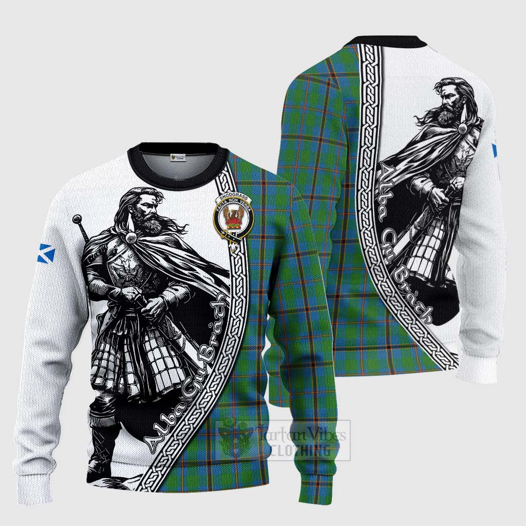 Tartan Vibes Clothing Snodgrass Tartan Clan Crest Knitted Sweater with Highlander Warrior Celtic Style