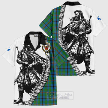 Snodgrass Tartan Clan Crest Short Sleeve Button Shirt with Highlander Warrior Celtic Style