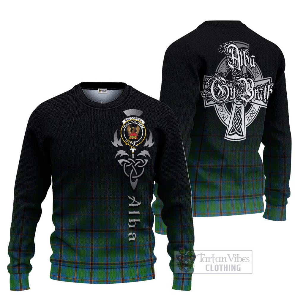 Tartan Vibes Clothing Snodgrass Tartan Knitted Sweater Featuring Alba Gu Brath Family Crest Celtic Inspired