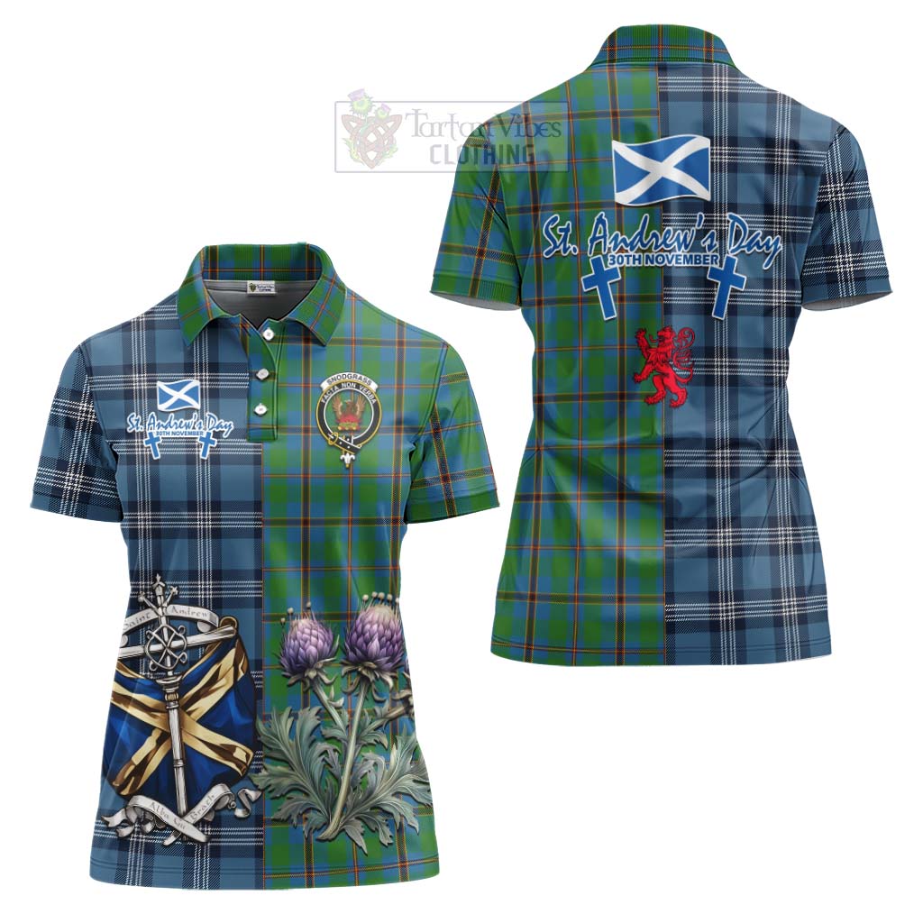 Tartan Vibes Clothing Snodgrass Tartan Women's Polo Shirt Happy St. Andrew's Day Half Tartan Style