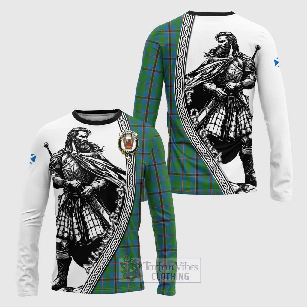 Tartan Vibes Clothing Snodgrass Tartan Clan Crest Long Sleeve T-Shirt with Highlander Warrior Celtic Style