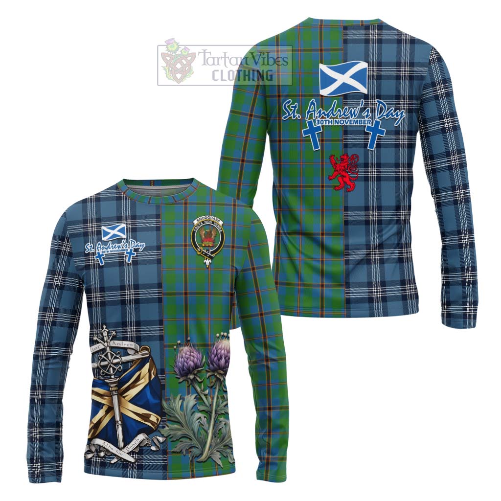 Tartan Vibes Clothing Snodgrass Tartan Long Sleeve T-Shirt Happy St. Andrew's Day Half Tartan Style