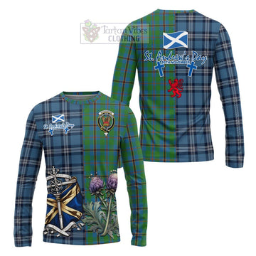 Snodgrass Tartan Long Sleeve T-Shirt Happy St. Andrew's Day Half Tartan Style