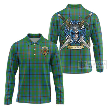 Snodgrass Tartan Long Sleeve Polo Shirt with Family Crest Celtic Skull Style