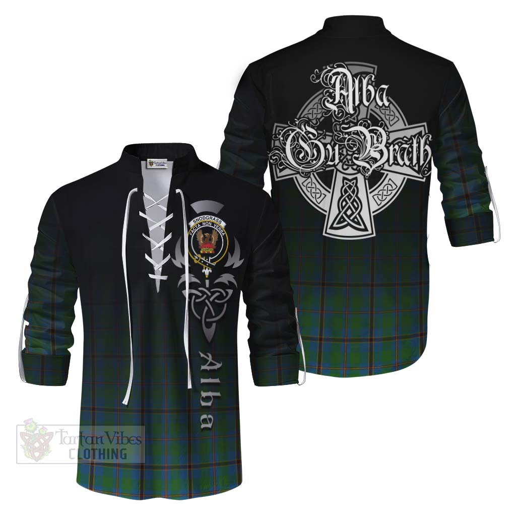 Tartan Vibes Clothing Snodgrass Tartan Ghillie Kilt Shirt Featuring Alba Gu Brath Family Crest Celtic Inspired