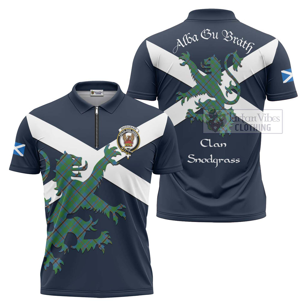 Tartan Vibes Clothing Snodgrass Tartan Lion Rampant Zipper Polo Shirt – Proudly Display Your Heritage with Alba Gu Brath and Clan Name