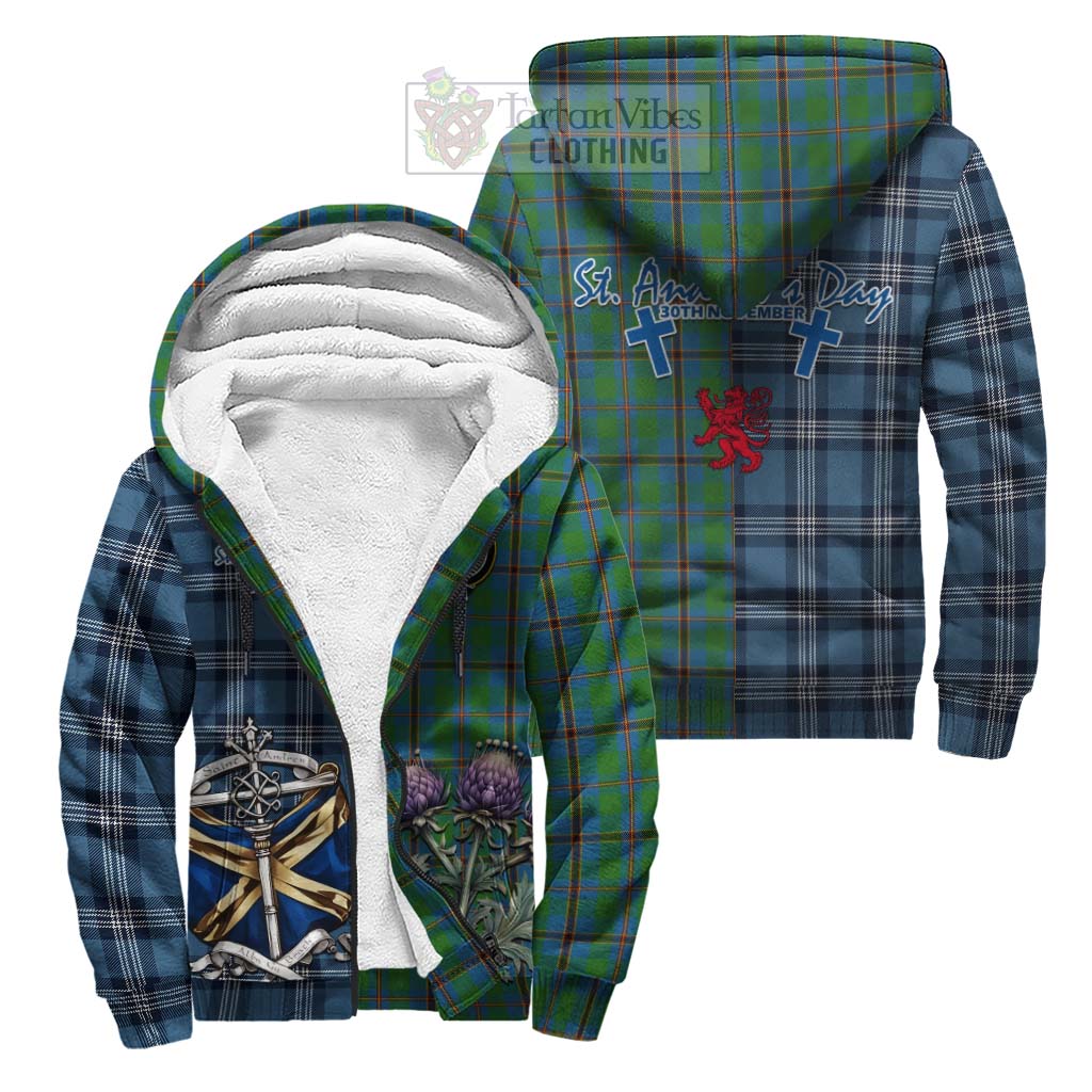 Tartan Vibes Clothing Snodgrass Tartan Sherpa Hoodie Happy St. Andrew's Day Half Tartan Style