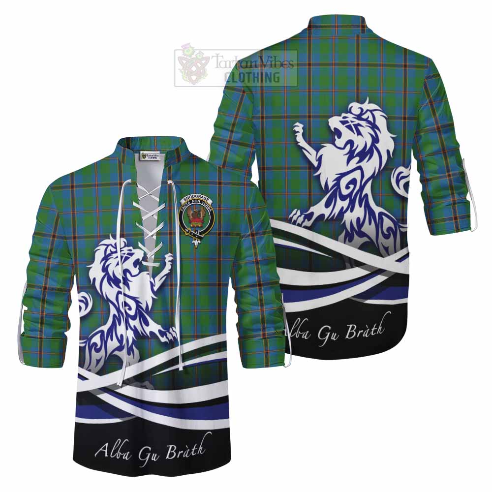 Tartan Vibes Clothing Snodgrass Tartan Ghillie Kilt Shirt with Alba Gu Brath Regal Lion Emblem