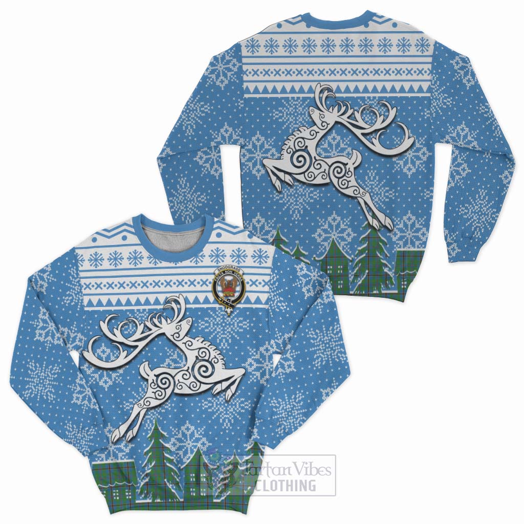 Tartan Vibes Clothing Snodgrass Clan Christmas Sweatshirt Celtic Reindeer Style