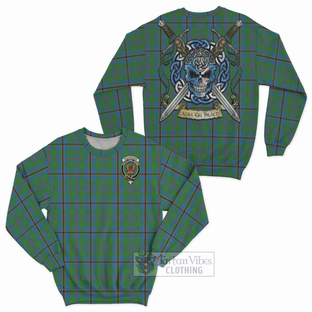 Tartan Vibes Clothing Snodgrass Tartan Sweatshirt with Family Crest Celtic Skull Style