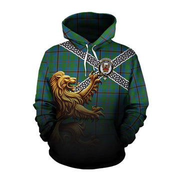 Snodgrass Crest Tartan Cotton Hoodie with Golden Lion Emblem Celtic Style Pullover Hoodie XS - Tartan Vibes Clothing