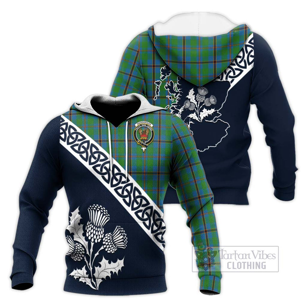 Tartan Vibes Clothing Snodgrass Tartan Knitted Hoodie Featuring Thistle and Scotland Map