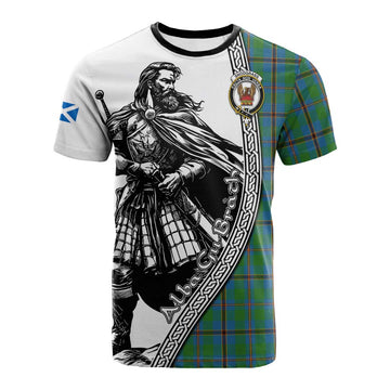 Snodgrass Tartan Clan Crest Cotton T-shirt with Highlander Warrior Celtic Style