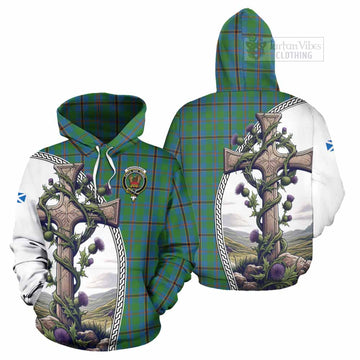 Snodgrass Tartan Hoodie with Family Crest and St. Andrew's Cross Accented by Thistle Vines Zip Hoodie - Tartan Vibes Clothing