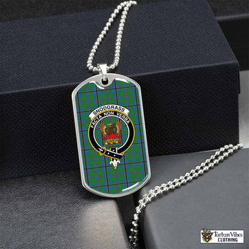 Snodgrass Tartan Dog Tag Necklace with Family Crest