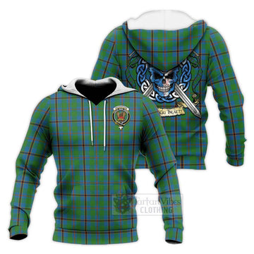 Snodgrass Tartan Knitted Hoodie with Family Crest Celtic Skull Style