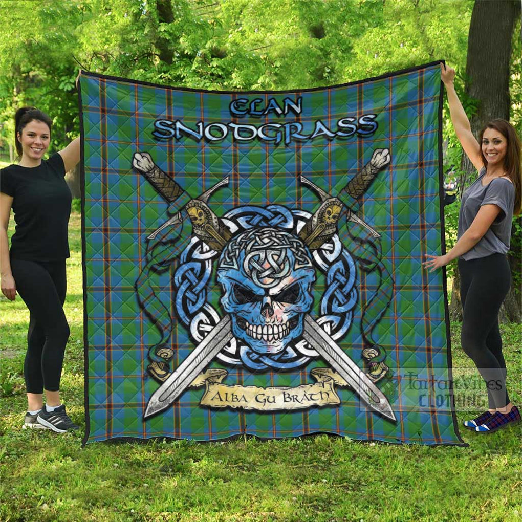 Tartan Vibes Clothing Snodgrass Tartan Quilt with Celtic Skull Alba Gu Brath Style