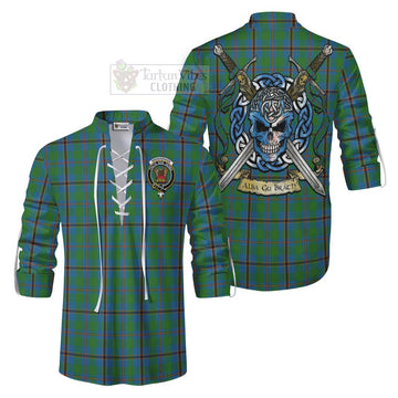 Snodgrass Tartan Ghillie Kilt Shirt with Family Crest Celtic Skull Style