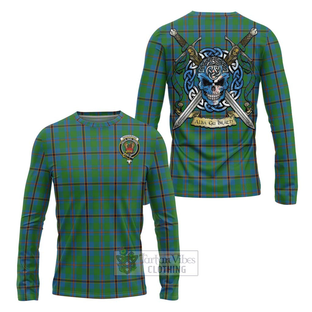 Tartan Vibes Clothing Snodgrass Tartan Long Sleeve T-Shirt with Family Crest Celtic Skull Style