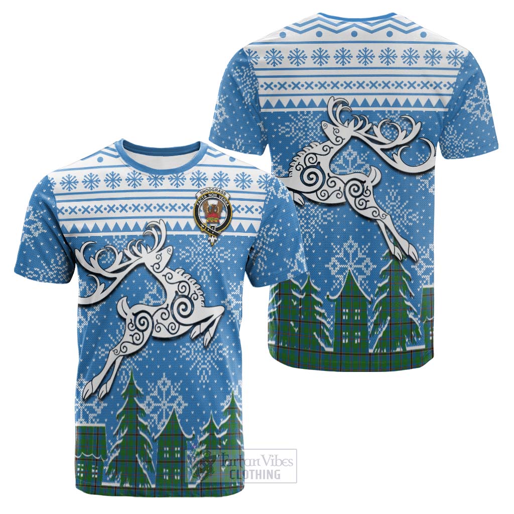 Tartan Vibes Clothing Snodgrass Clan Christmas Cotton T-shirt Celtic Reindeer Style