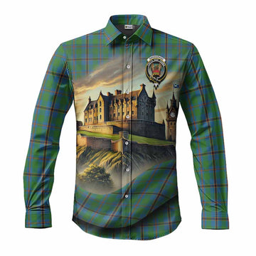 Snodgrass Tartan Family Crest Long Sleeve Button Shirt with Scottish Ancient Castle Style Men's Shirt S - Tartan Vibes Clothing